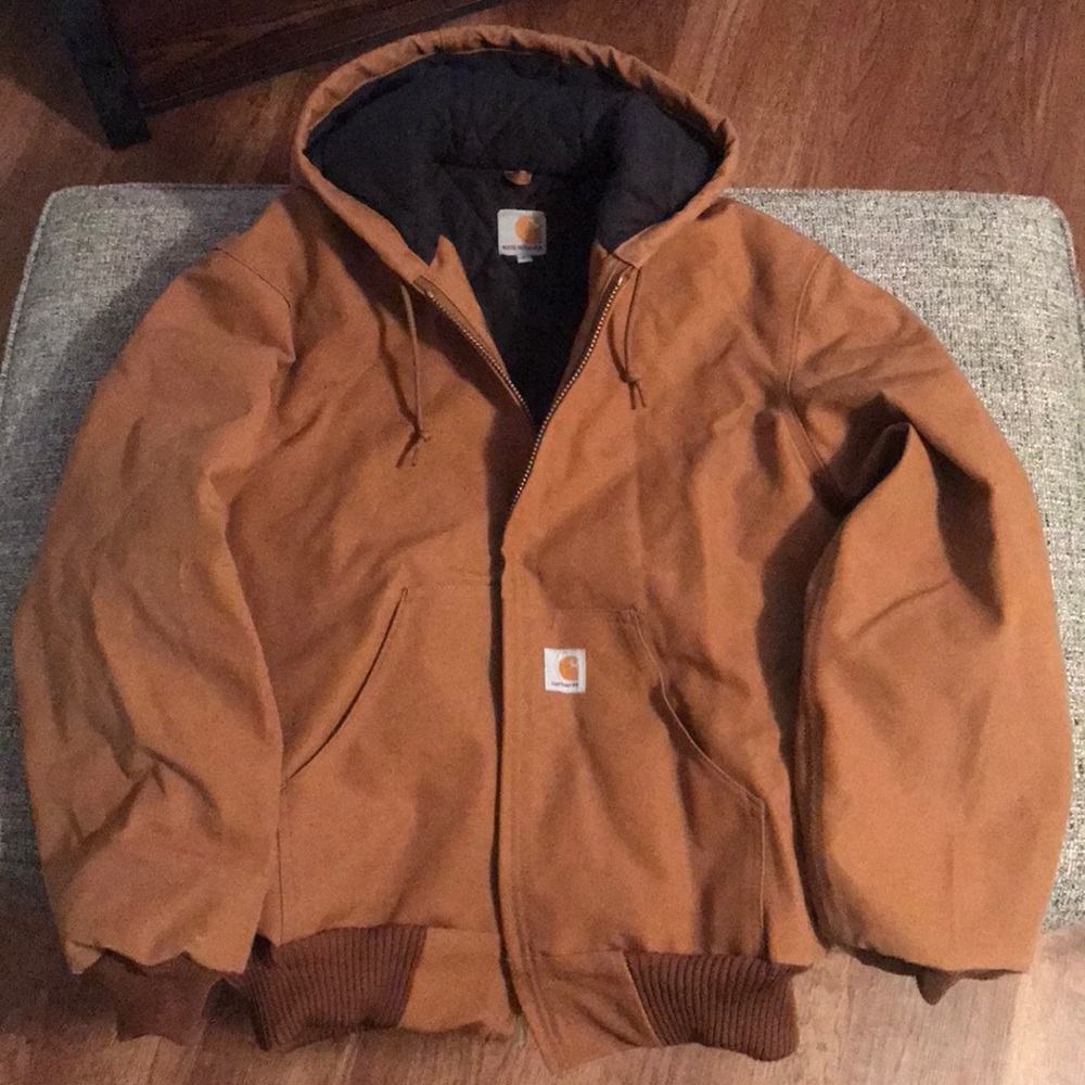 CARHARTT HOODED QUILTED FLANNEL-LINED JACKET